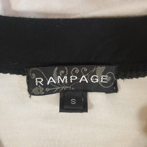 Vtg Rampage Y2K V-Neck Babydoll Batwing Sleeve Top Size S Tribal Tiki Mask Aztec - Picture 6 of 10